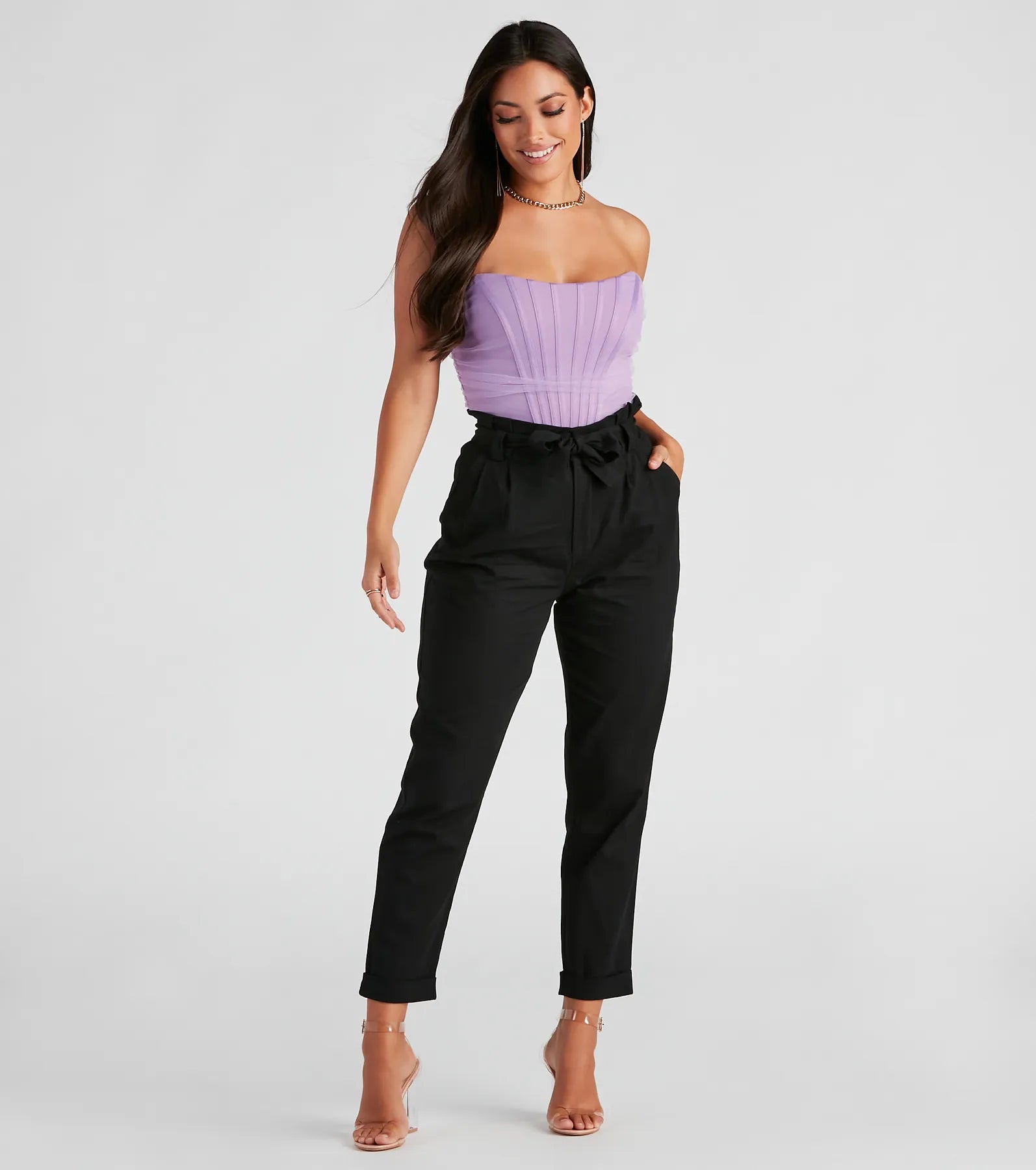 Great Deals Trendy And Tapered High Waist Paperbag Pants