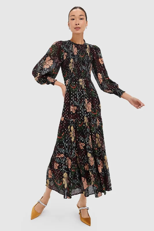 Blowout Deals Turin Wine Smocked Top Maxi Dress