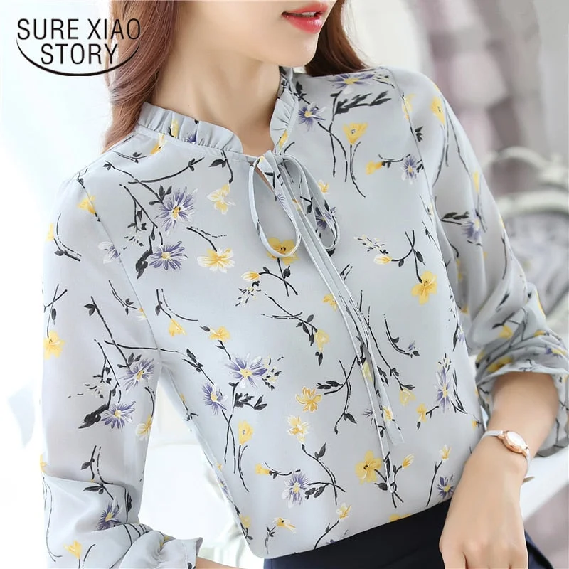 Awakecrm New spring autumn Korean Slim Formal Commuter Solid Color Long-sleeved Shirt blouses Career Women Strand Collar Tops 288J