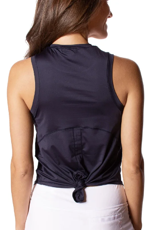 Navy Sleeveless Sport Tie Top