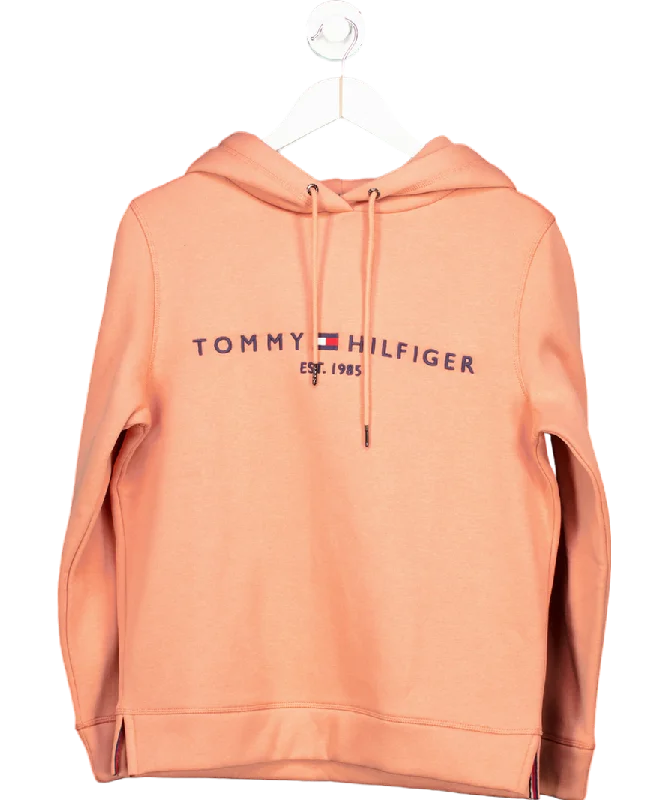 Tommy Hilfiger Pink Logo Embroidery Hoody UK XS