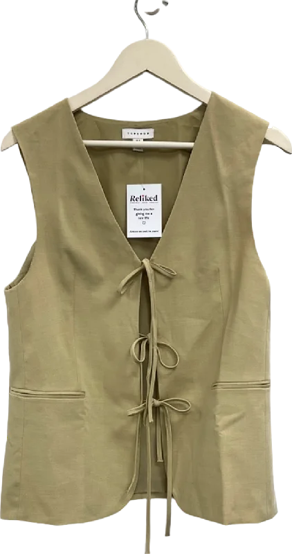 Topshop Beige Tie-Front Waistcoat top UK 8