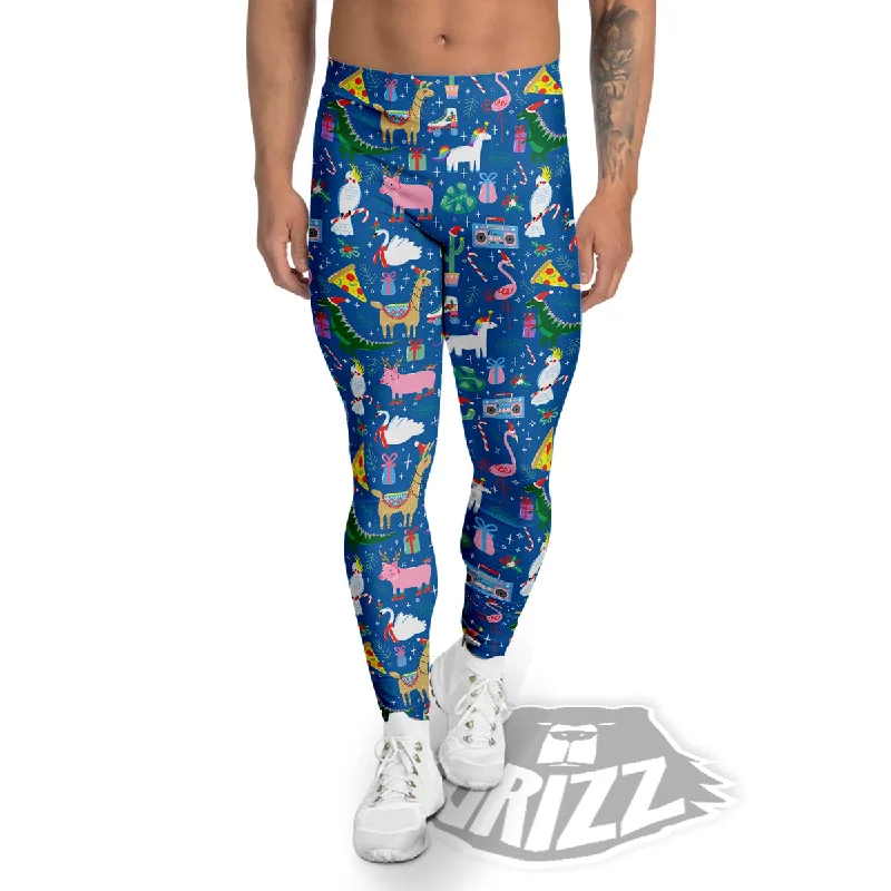 Christmas Party Funny Animals Print Pattern Men's Leggings