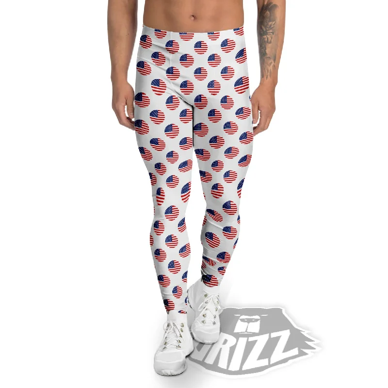 Circle Flag American Print Pattern Men's Leggings