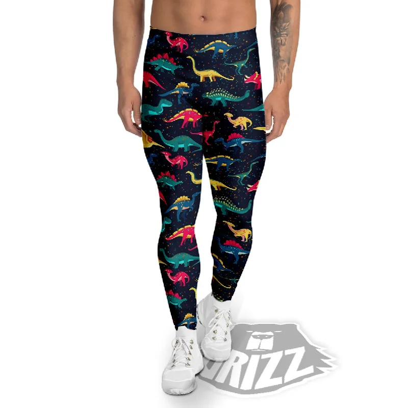 Colorful Cute Dinosaurs Print Pattern Men's Leggings