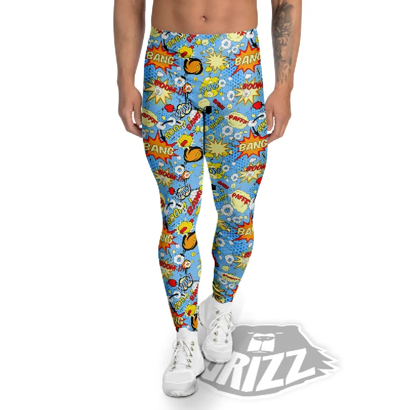 Comic Book Speech Bubbles Print Pattern Men's Leggings