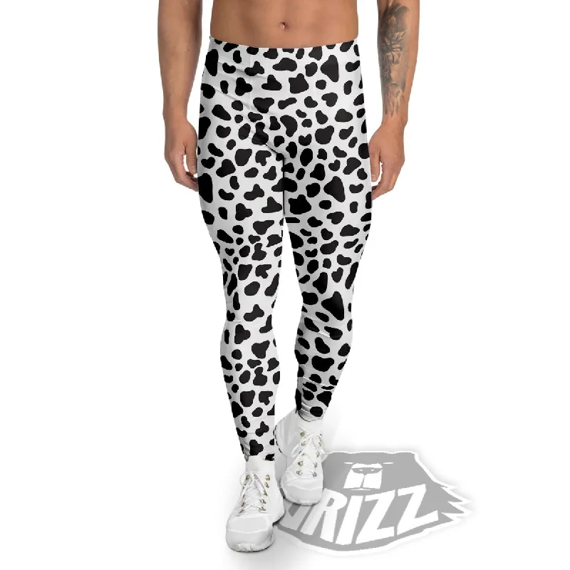 Cow White And Black Print Men's Leggings