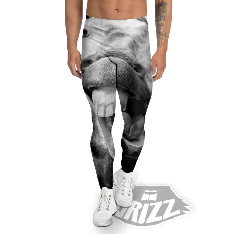 Crazy Donkey White And Black Print Men's Leggings