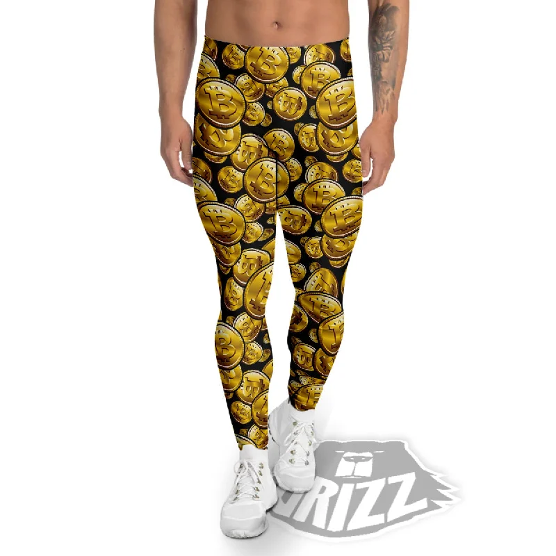 Crypto Bitcoin Print Pattern Men's Leggings