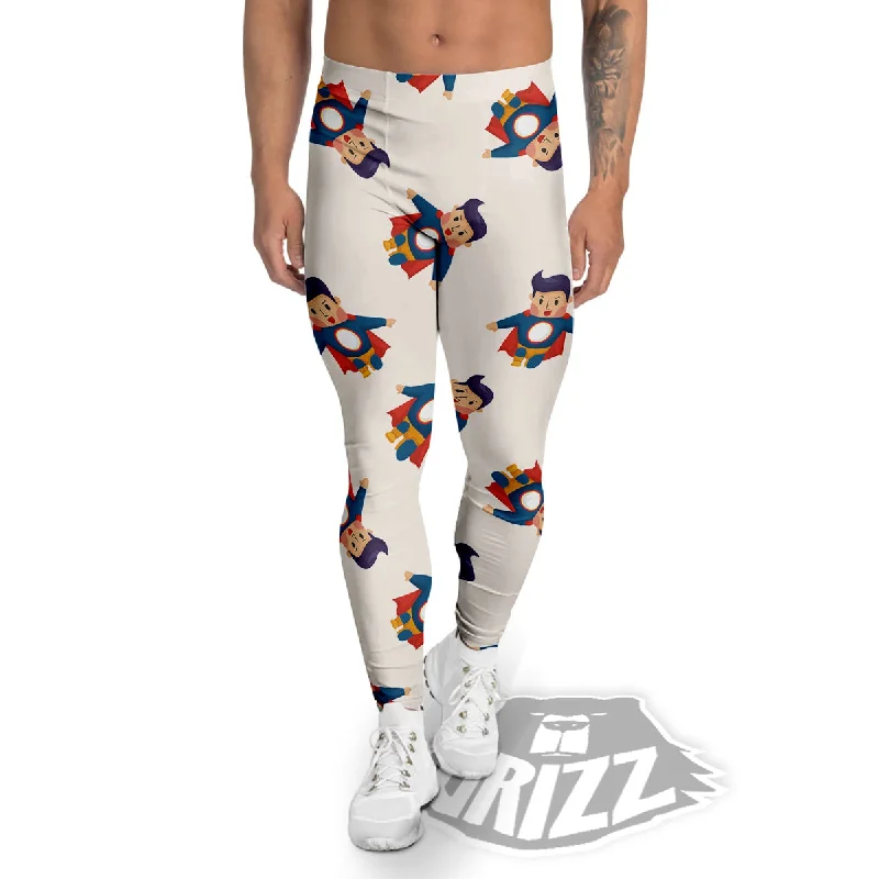 Cute Baby Hero Print Pattern Men's Leggings