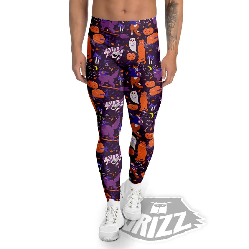 Cute Cats Halloween Print Pattern Men's Leggings