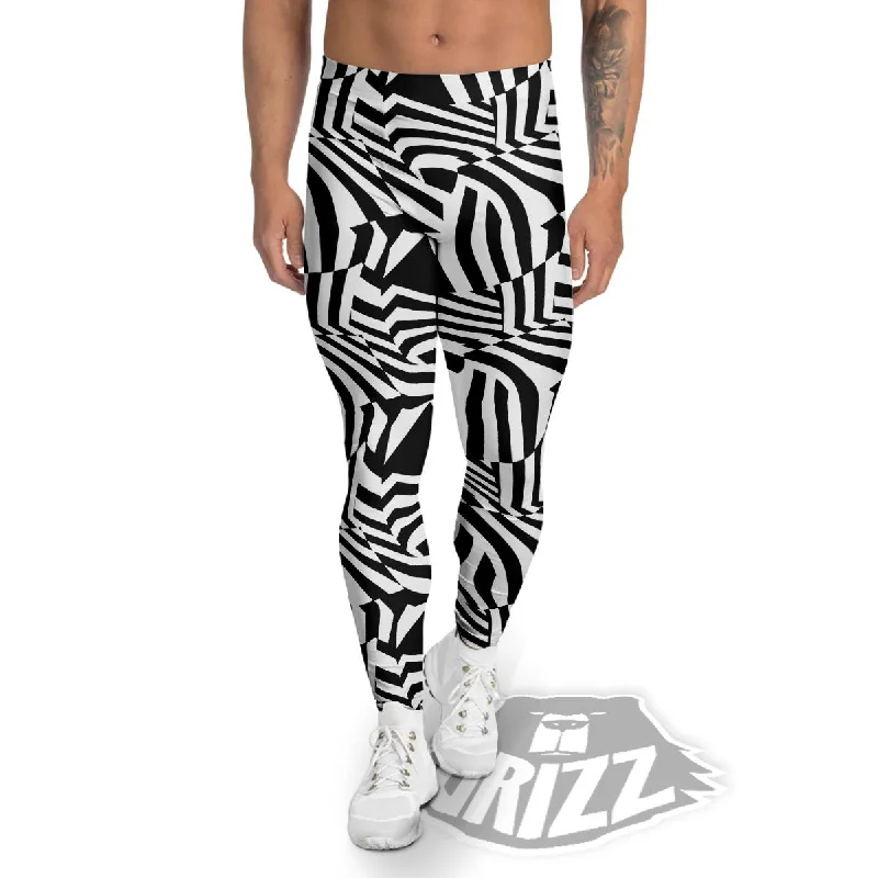 Dazzle White And Black Print Pattern Men's Leggings