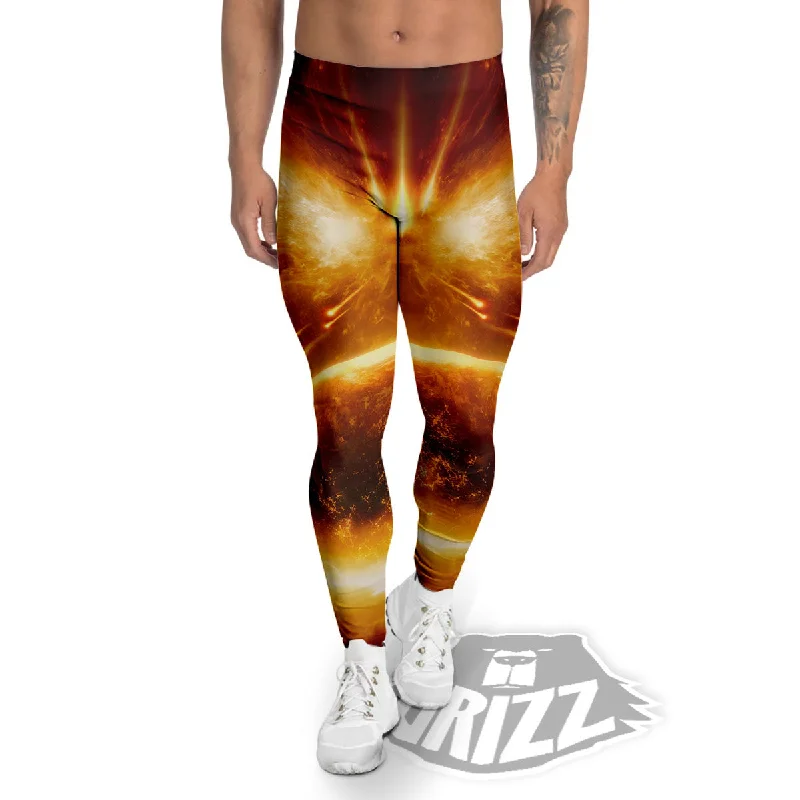 Destruction Of Planet Earth Print Men's Leggings