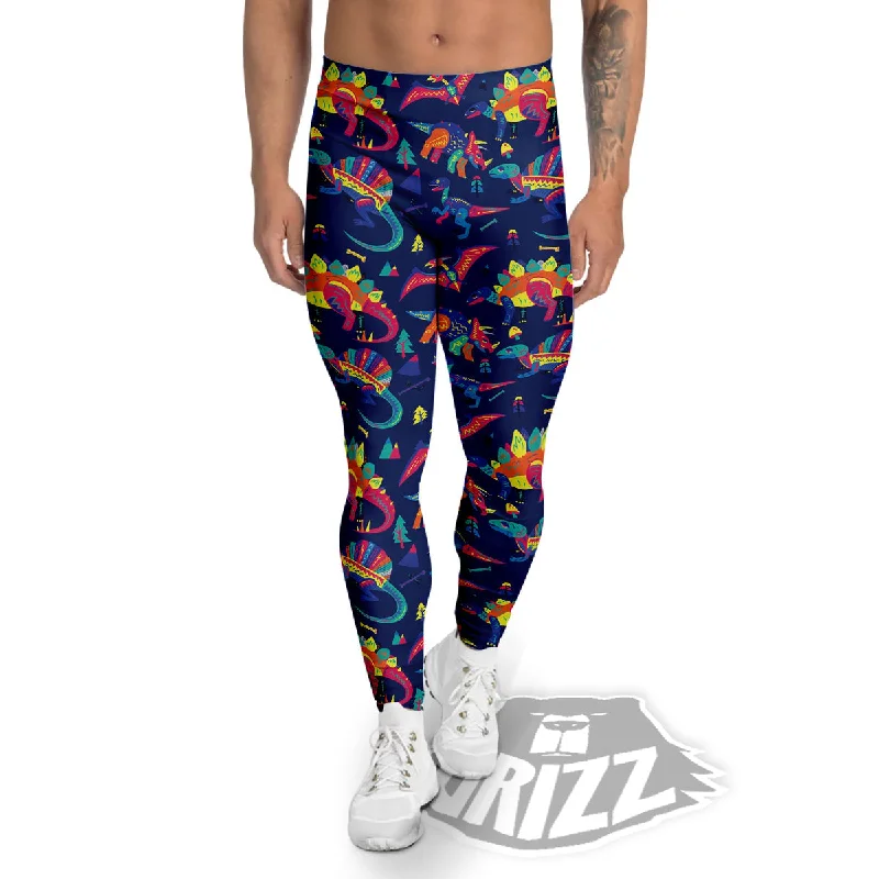 Dinosaurs Cute Colorful Print Pattern Men's Leggings