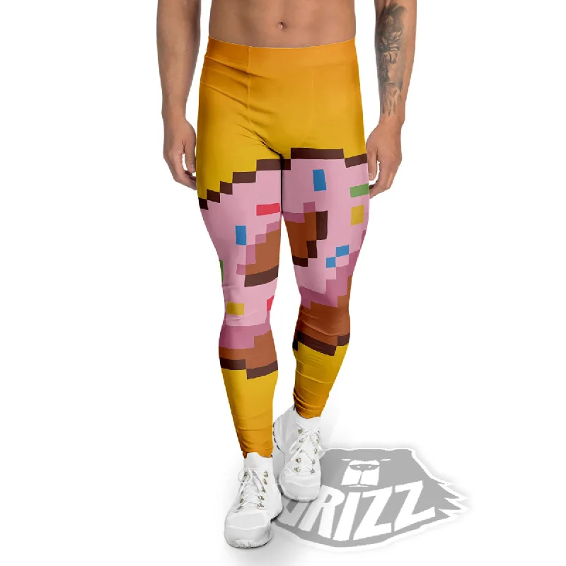 Donut 8-Bit Pixel Print Men's Leggings