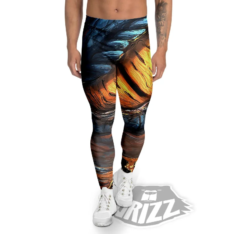 Dragon Eyes Watercolor Print Men's Leggings