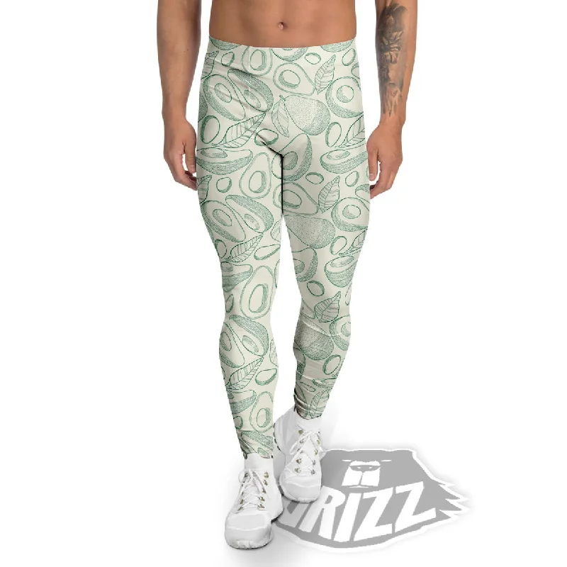 Drawing Avocado Cut In Half Print Men's Leggings