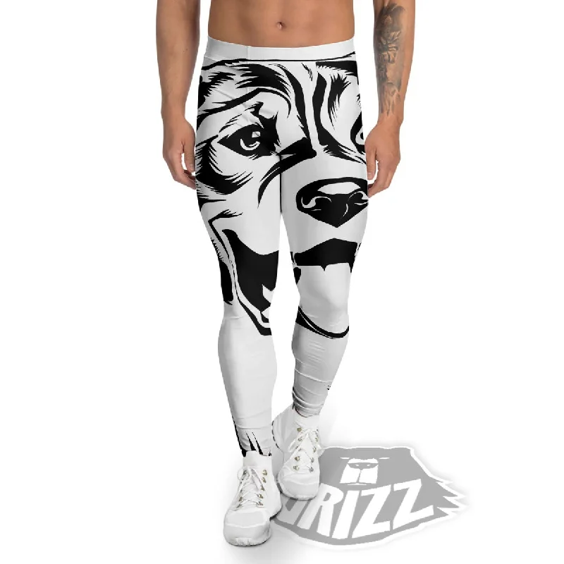 Drawing Beagle White And Black Print Men's Leggings