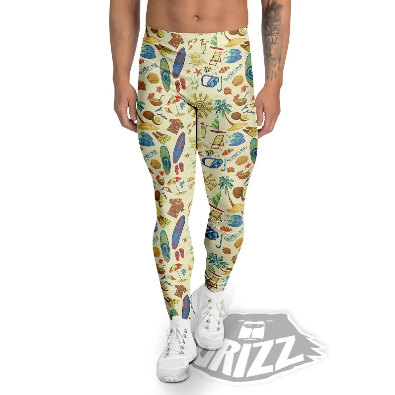 Drawing Summer Color Print Pattern Men's Leggings