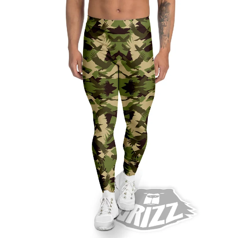 Eagle Camouflage Green Print Pattern Men's Leggings