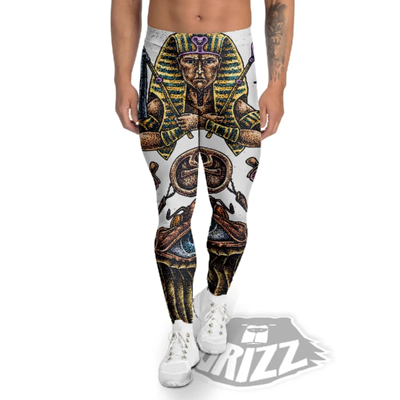 Egypt Hand Drawn Print Men's Leggings