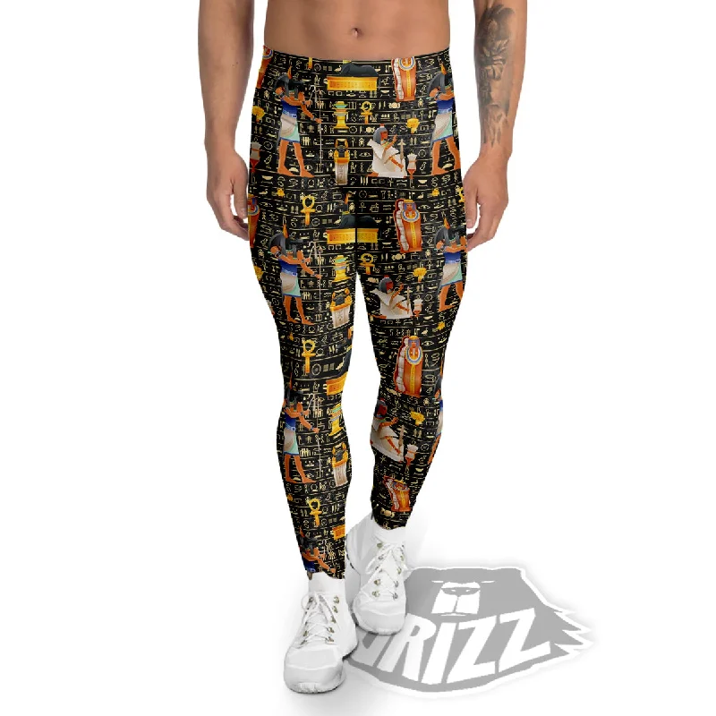 Egyptian Jackal Anubis God Print Pattern Men's Leggings