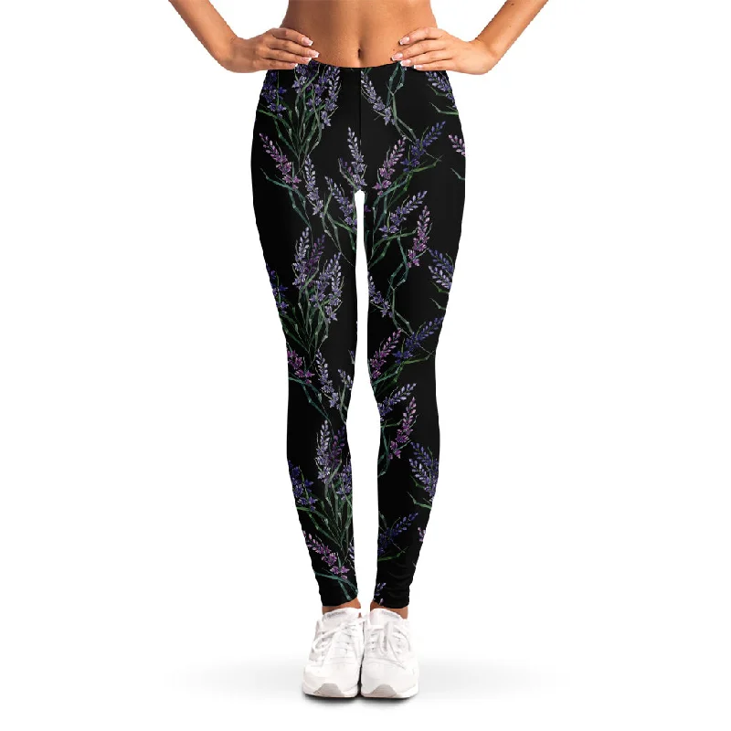 Embroidery Lavender Pattern Print Women's Leggings