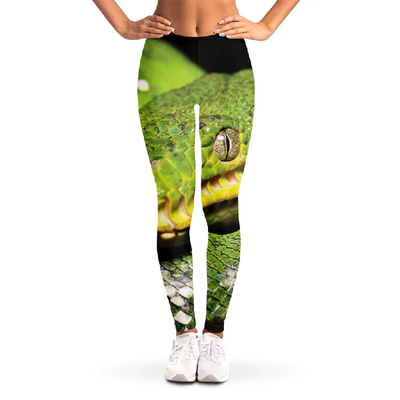 Emerald Tree Boa Snake Print Women's Leggings