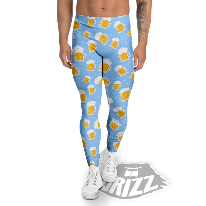 Emoji Beer Print Pattern Men's Leggings