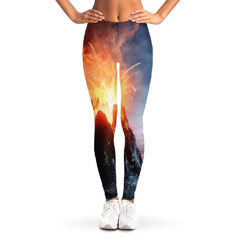 Erupting Volcano Print Women's Leggings