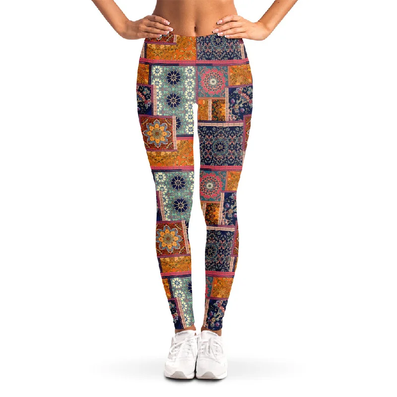 Ethnic Floral Patchwork Pattern Print Women's Leggings