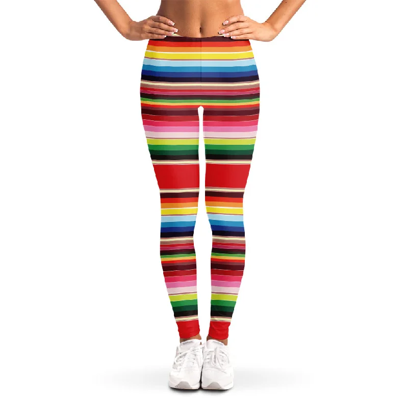 Ethnic Mexican Blanket Stripe Print Women's Leggings