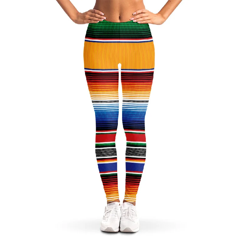 Ethnic Serape Blanket Stripe Print Women's Leggings