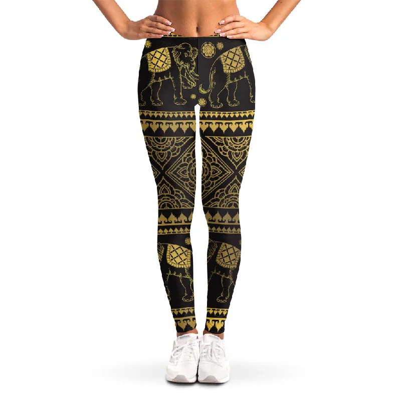 Ethnic Thai Elephant Pattern Print Women's Leggings