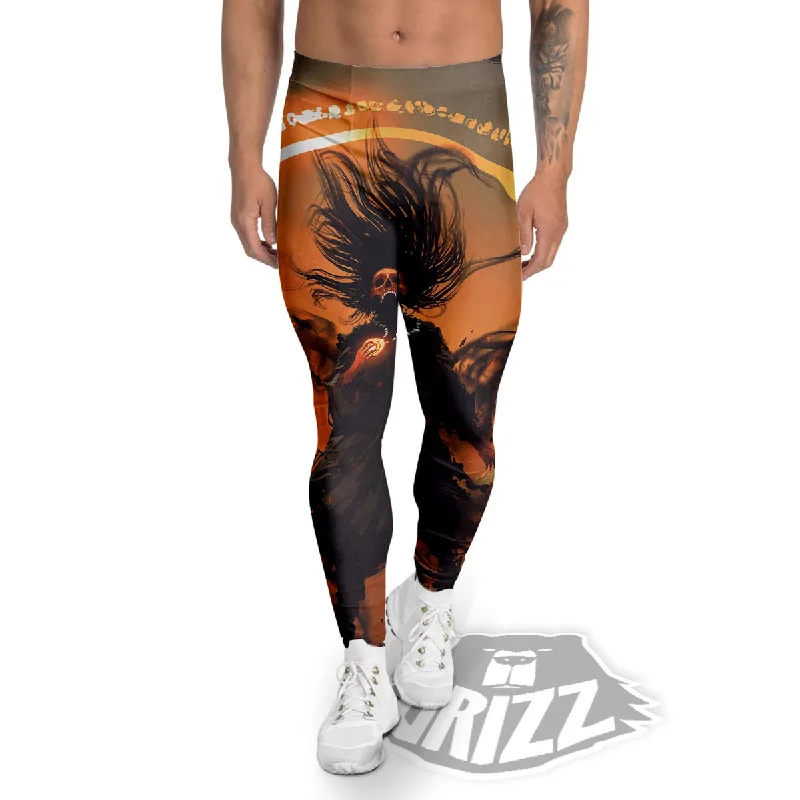 Evil Witch Print Men's Leggings