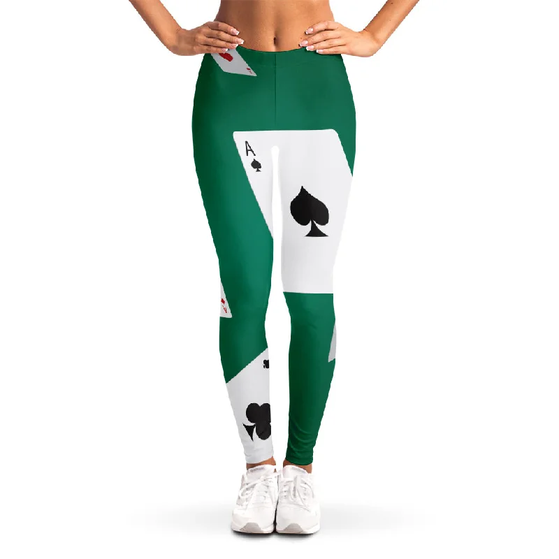 Falling Poker Cards Print Women's Leggings