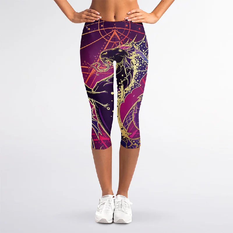 Fantastic Capricorn Sign Print Women's Capri Leggings