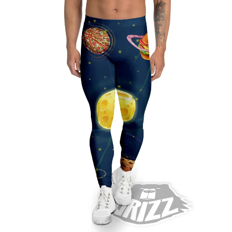 Fast Food Planets Set Print Men's Leggings