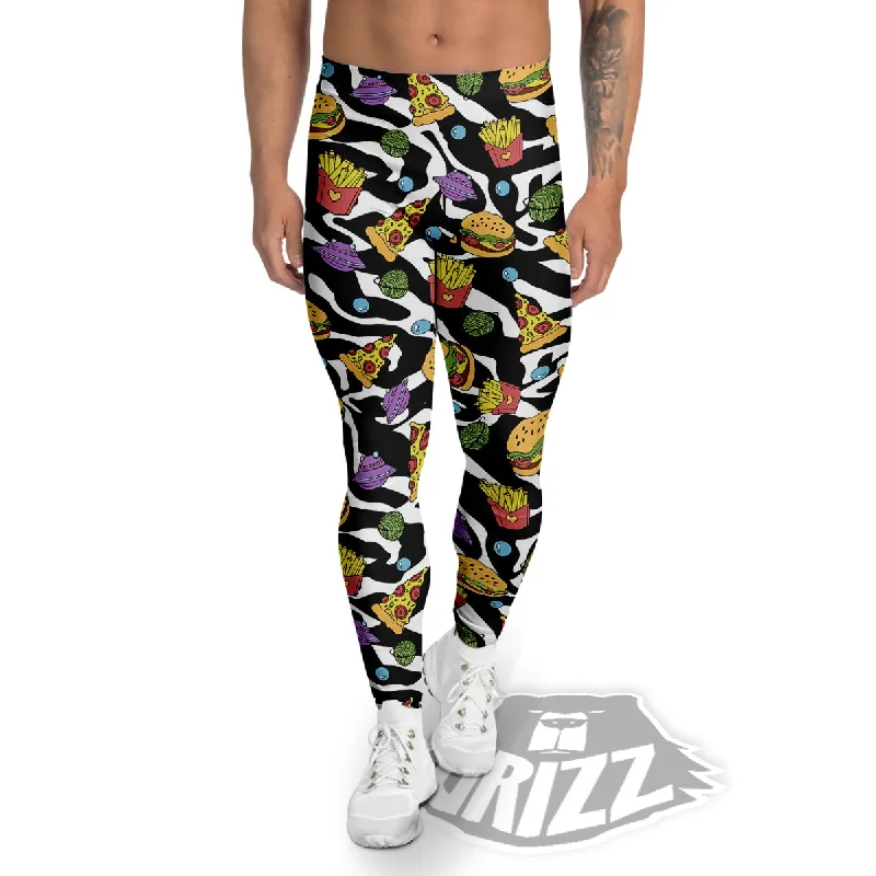 Fastfood Cute Zebra Print Pattern Men's Leggings