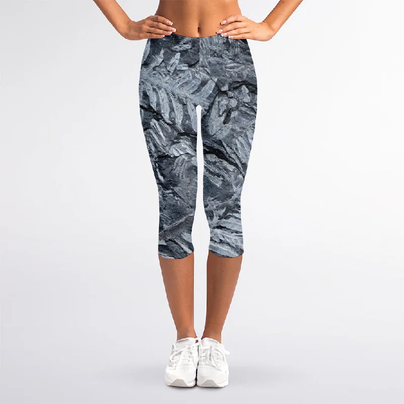 Fern Fossil Print Women's Capri Leggings