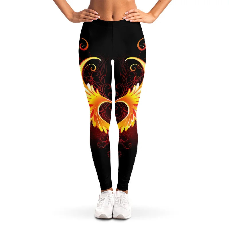 Fire Angel Wings Print Women's Leggings