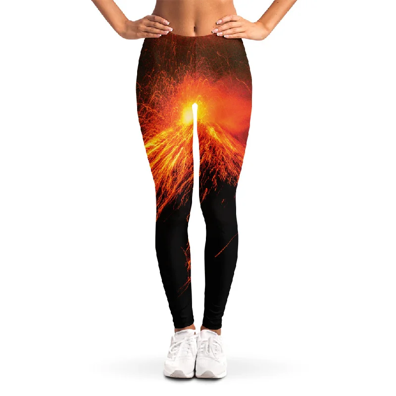 Fire Volcano Print Women's Leggings