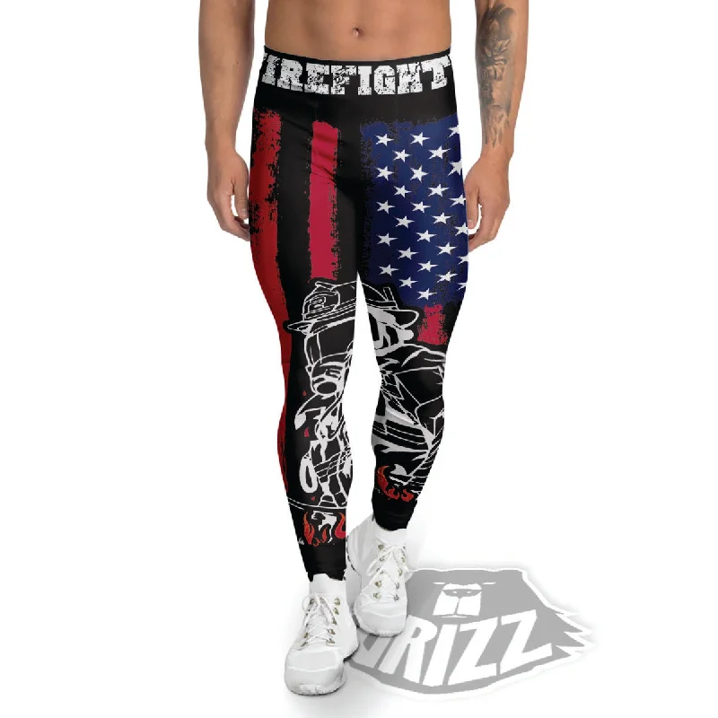 Firefighter Emblem American Print Men's Leggings