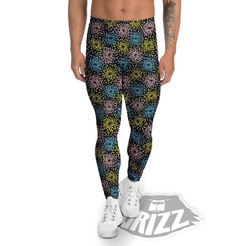 Fireworks Flowers Abstract Print Pattern Men's Leggings