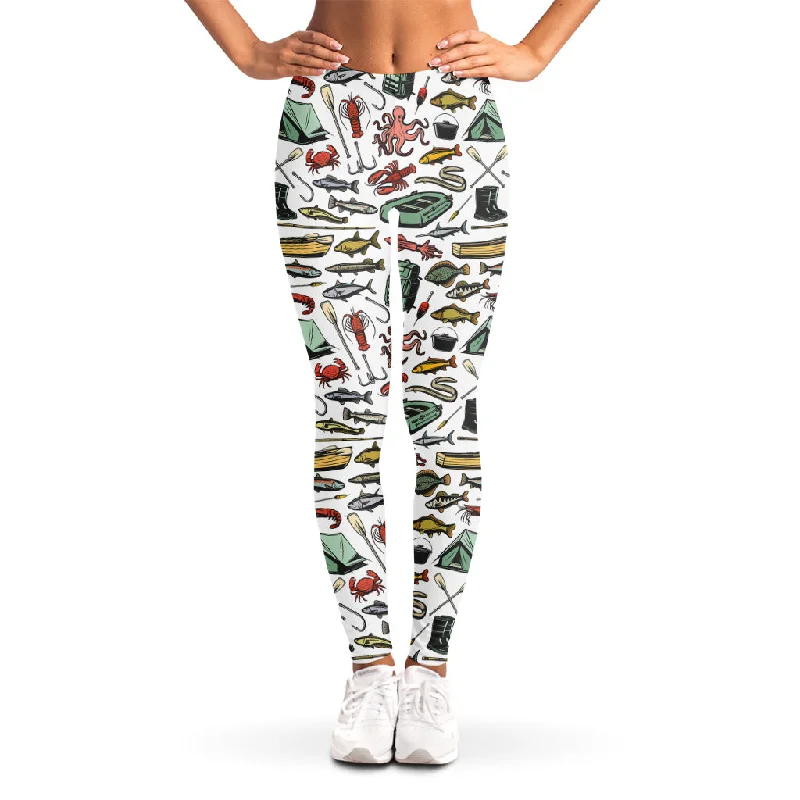 Fishing Equipment Pattern Print Women's Leggings