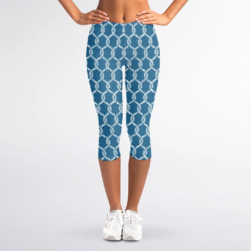 Fishing Rope Knots Pattern Print Women's Capri Leggings