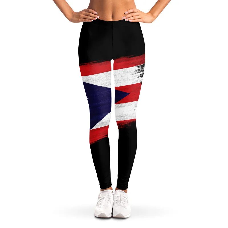 Flag Of Puerto Rico Print Women's Leggings