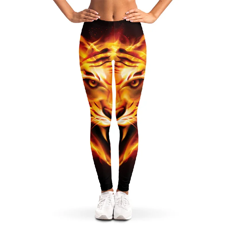 Flame Tiger Print Women's Leggings