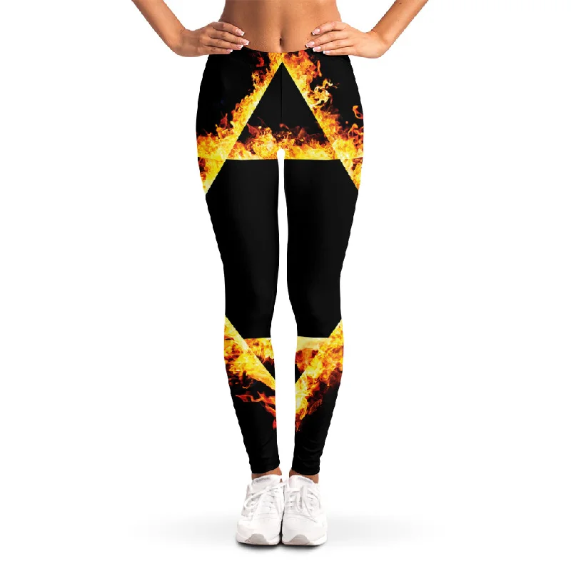 Flaming Star of David Print Women's Leggings