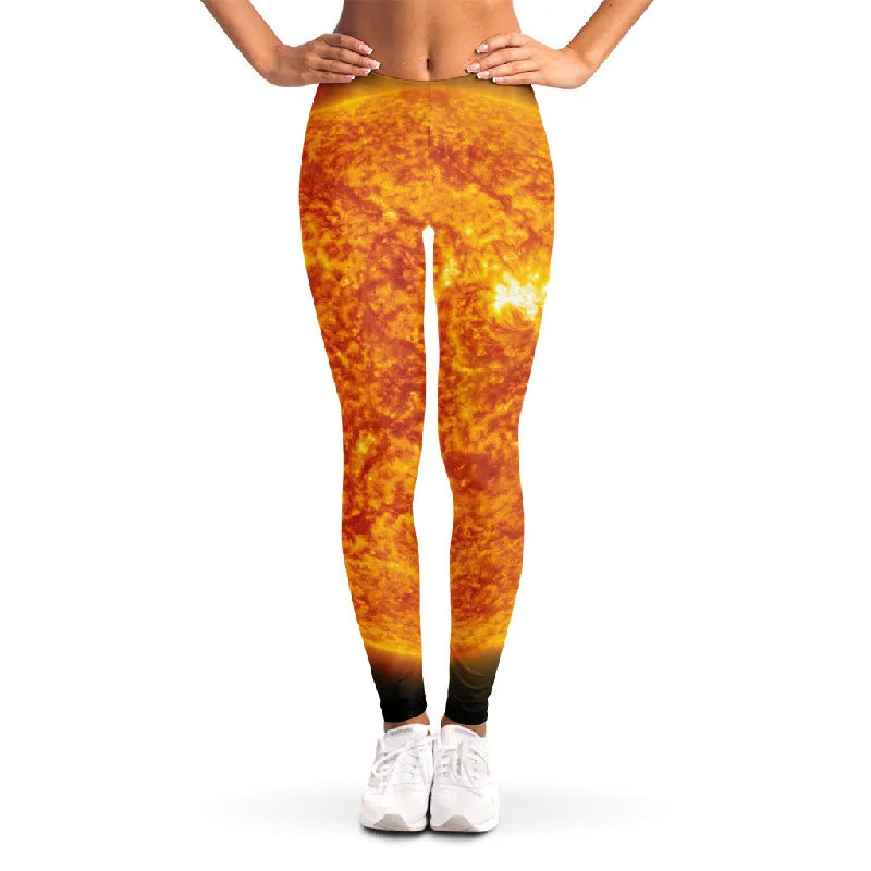 Flaming Sun Print Women's Leggings